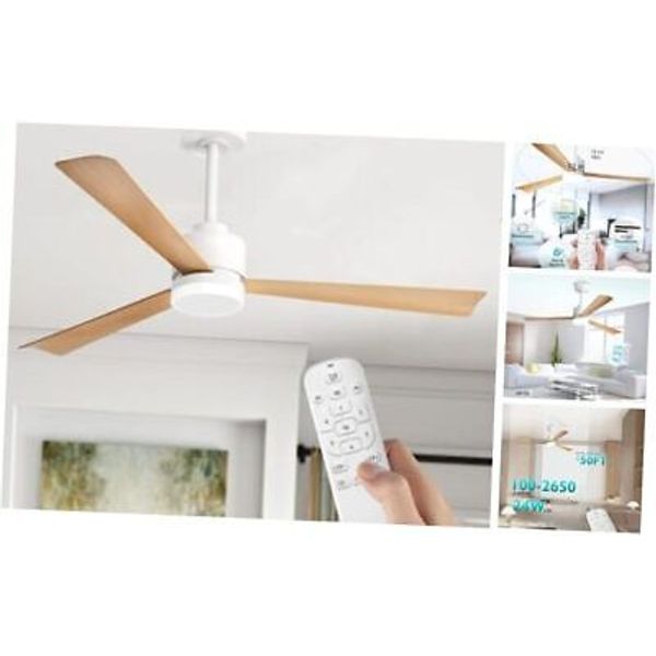 Ceiling Fans with Lights and Remote Control 52 Matte White+Light Walnut Wood