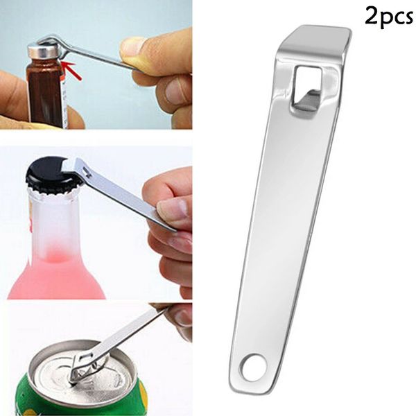 YYYP 2pcs Multifunction Beer Bottle Starter Oral Liquid Vial Manual Can Opener Tool, Silver