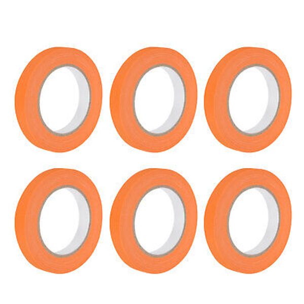 6 Pcs 0.7 Inch Wide 60 Yards Orange Masking Tape Painters Tape Rolls