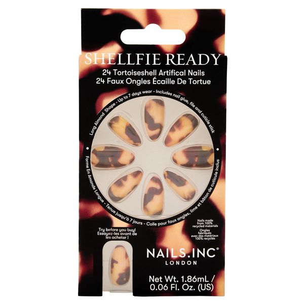 Nails Inc Shellfie Ready Tortoiseshell Artificial Nails Pack of 24, Brown
