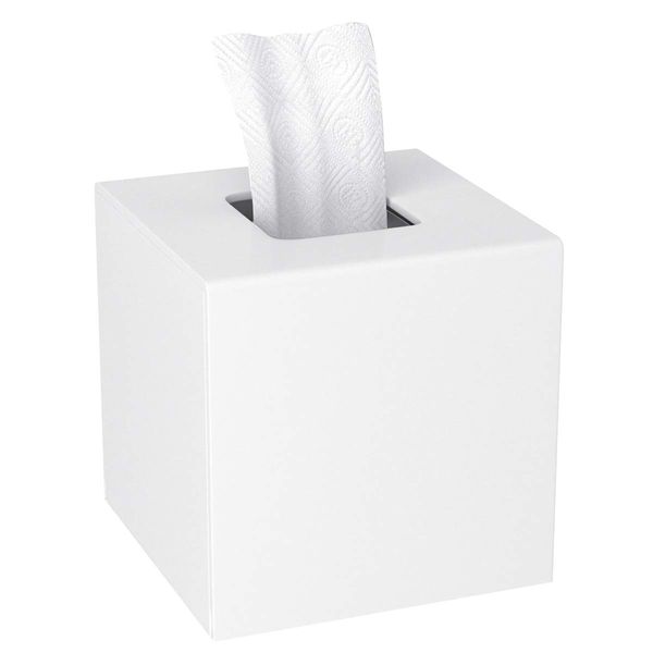 HIIMIEI Acrylic Tissue Box Cover White Tissue Holder Square Napkin Dispenser for Home Office Restaurant - White