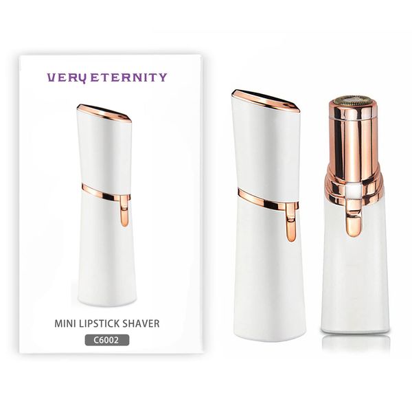 Veru ETERNITY Women Hair Remover Painless Lipstick Shaver for Face,Hand, Armpit, Leg and Bikini,Portable Battery Powered Trimmers for Home and Travel,Built-in LED Light,Milky White/Rose Gold