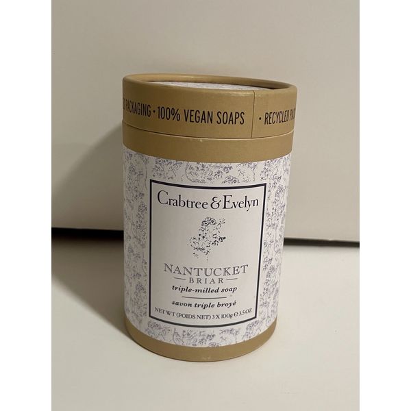 Crabtree & Evelyn Nantucket Briar Bar Soap 3pc Set Triple Milled Gift Ready Box