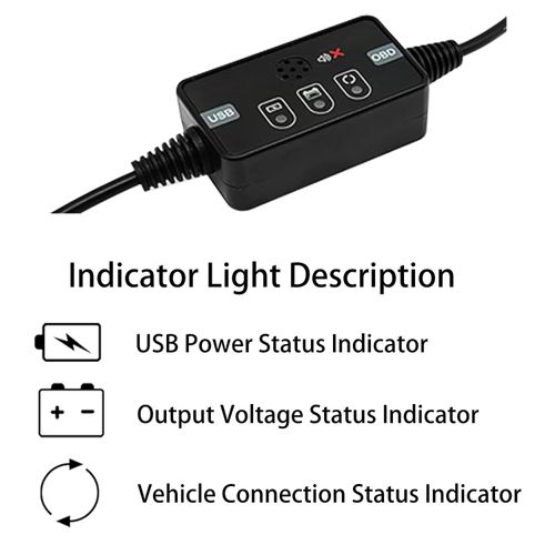 JEUCLEL USB Powered Vehicle OBD II Connector Memory Saver with Buzzer, Car ECU Emergency Power Supply Cable, Automotive Battery Replacement/Disconnect Tool, Save Settings During Battery Removal