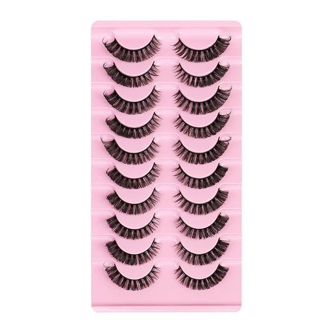 False Eyelashes, Russian Strip Lashes Fluffy Wispy 3D Effect False Lashes D Curl Eye Lashes Reusable Fake Lashes Thick Volume Faux Mink Lashes Natural Look, Natural Fluffy Lashes Gifts, 10 Pairs