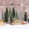 Mini Bottle Brush Christmas Trees for Table Decorations and Crafts (Silver, Green)