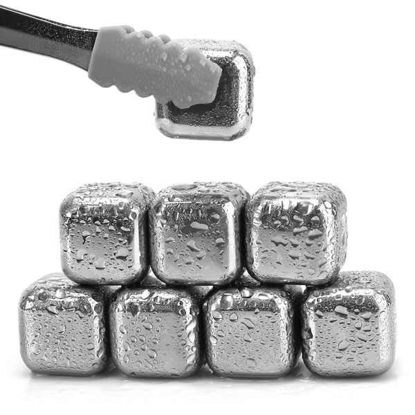 8Pcs Stainless Steel Ice Cubes - Daffodil MIC108 - Faster Cooling Without Watering Down Drinks - Reusable Ice Cubes for Drinks, Whiskey Stones, Beer, Wine, Cool Bags, Ice-Cold Water, Bruises/Swelling