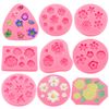 TOPZEA 9pcs Pink Flower Silicone Cake Molds