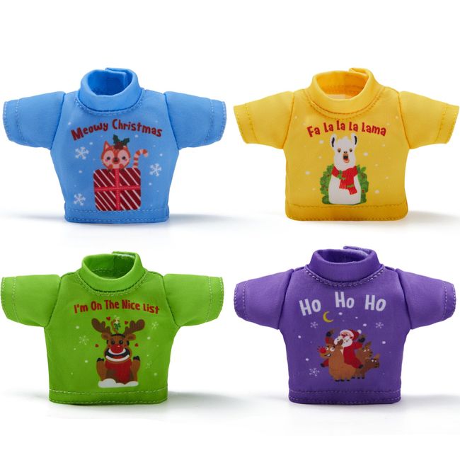 JOYIN 4 Packs Xmas Clothing for Doll Stylish Tshirt Doll Clothing Set, Christmas Decorations, and Holiday Specials