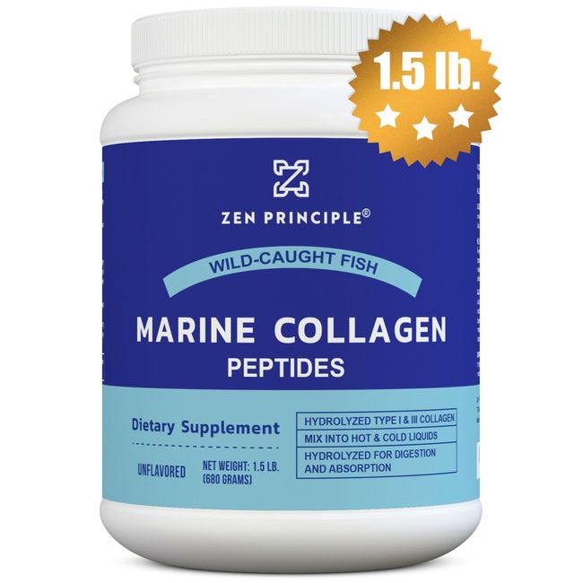 Marine Collagen Peptides Hydrolyzed. Wild-Caught Fish. All Natural 1.5 lb