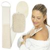 Vive Loofah Body Scrubber Set (3) - Back Scrubber for Use in Shower - Sponge Brush Pack for Exfoliating and Wash Back, Scalp, Face - Soft Luffa with Handle and Soap Holder - Men, Women, Elderly