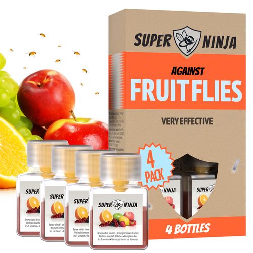 Super Ninja Fruit Fly Trap Indoor - 4 Traps - Fruit Fly Trap for Kitchen and Indoor Use - Fruit Fly Trap - Up to 3 Weeks
