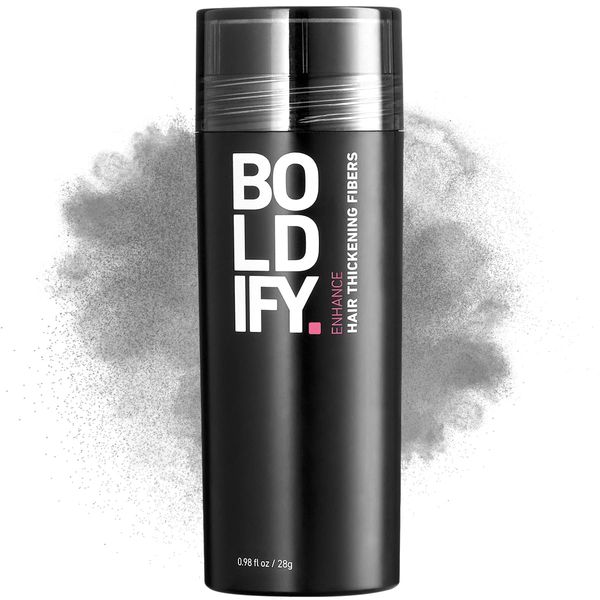 BOLDIFY Hair Fibres for Thinning Hair (GREY) - 28g Bottle - Undetectable & Natural Hair Filler Instantly Conceals Hair Loss - Hair Powder Thickener, Topper for Fine Hair for Women & Men