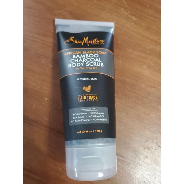 Shea Moisture African Black Soap Bamboo Charcoal Body Scrub FULL SIZE 6 oz.