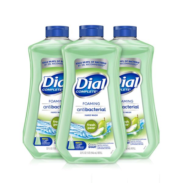 Dial Complete Antibacterial Foaming Hand Wash Refill, Fresh Pear, 32 Ounce (Pack of 3)