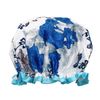 Bowbear Women's Double-Layer Reusable Waterproof Shower Caps, Flowers Blue