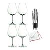 Riedel Pinot Wine Glass 4 Pack Wine Pourer with Stopper Microfiber Cloth