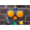 Double Head Mechanical Sprinkler Timer - 3 water outlets in total, 2 with timers and 1 without