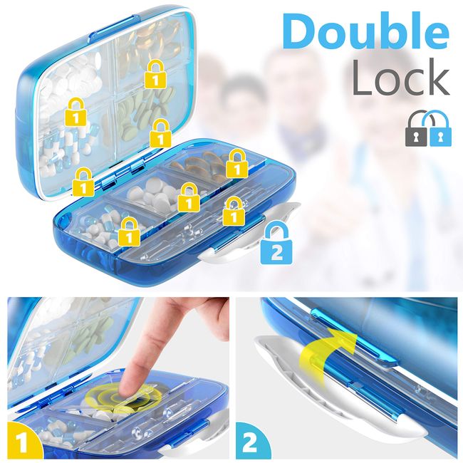 Home Supplement Holder Portable Vitamin 7 Compartment Airtight