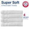 Arm & Hammer Super Soft Bath Towels, 4 Piece, Light Grey