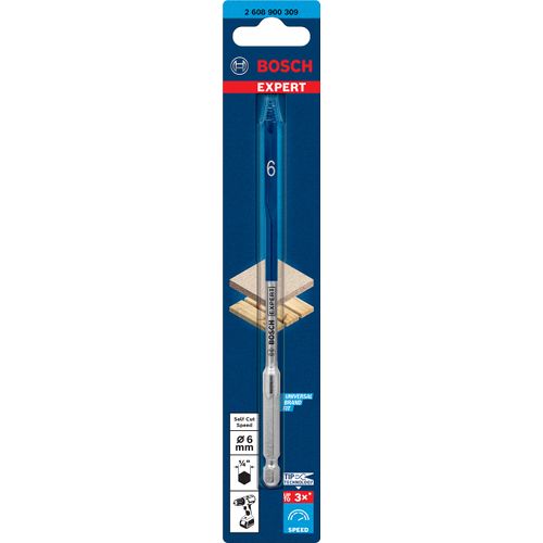Bosch 1x EXPERT Self Cut Speed Spade Drill Bit (for Softwood, Particleboard, Ø 6,00 mm, Professional Accessory Rotary Drill/Drivers)