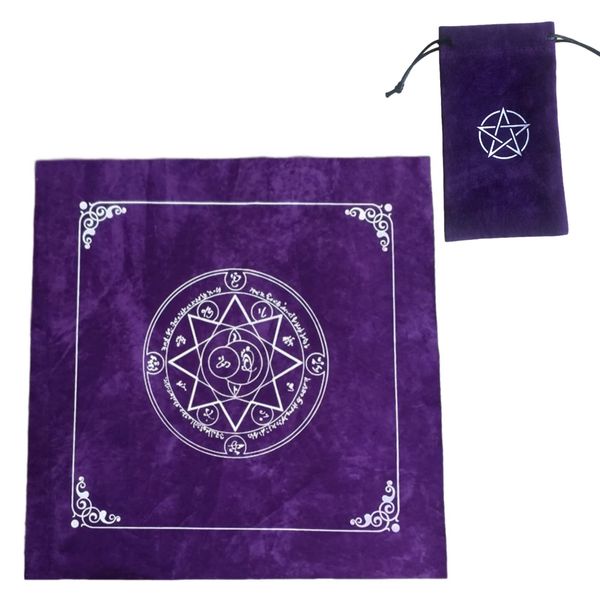 Copeflap Tarot Cloth Velvet Tarot Cloth Pouch Tarot Card Cross Divination Cross (Purple (Octagonal Star))