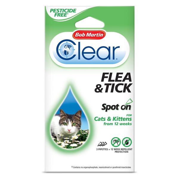Bob Martin Clear Flea and Tick Spot On Cats, 12 Weeks