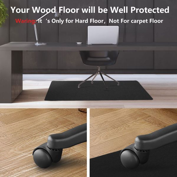 Office Chair Mat, aidoupetPrivateorder Opaque Office Desk Chair Mat for Hardwood Floors Chair Mat Floor Protector Desk Mat Multi-Purpose for Home 0.16" Thick 55"x35" Freely Cuttable (Black)