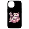 Case for iPhone 14 Kawaii Axolotl Pool Float Bubble Boba Tea