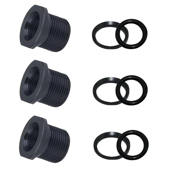 3 Pcs Thread Adapters and Rubber&Metal Washers, Replacement Kit, 1/2 * 28, 5/8 * 24, Black