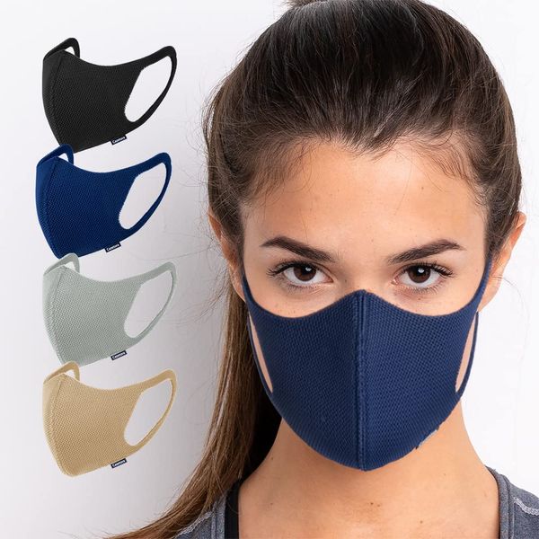 Sports Mask, Unisex, Made in Japan, Fit, Elastic Material, Small Face, Breathable, Washable, Texture, Navy, S-M