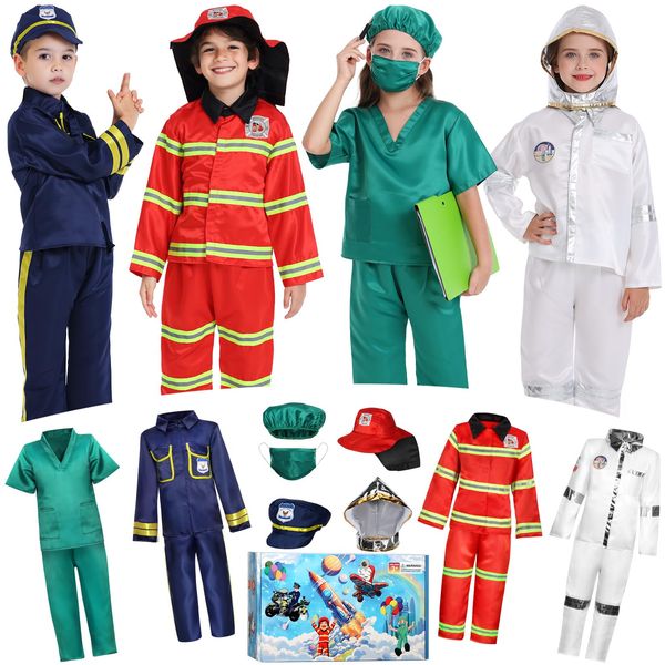 Toddler Dress up Clothes Boys Dress up Costumes for Play Kids Dress up Costumes Firefighter, Police, Astronaut, Doctor Role Play Toddler Toys Christmas Birthday Gift for Girls Age 3-6 Years