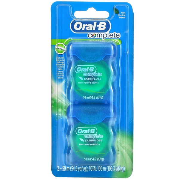 Oral-B 2-Pack COMPLETE SATIN DENTAL FLOSS | MINT | CAVITY DEFENSE Remove Plaque
