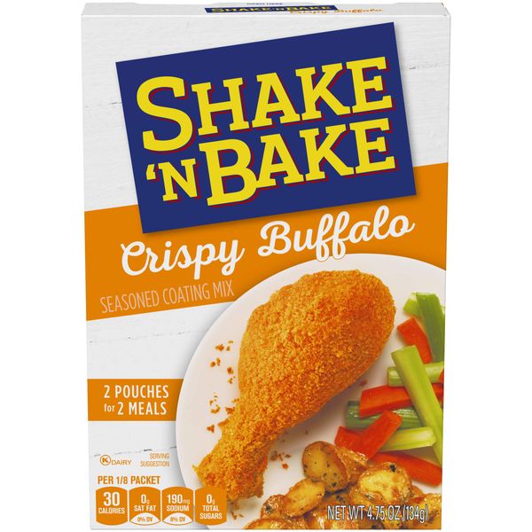 Shake 'N Bake Crispy Buffalo Seasoned Coating Mix (16 ct Pack, 8 Boxes of 2 Packets)