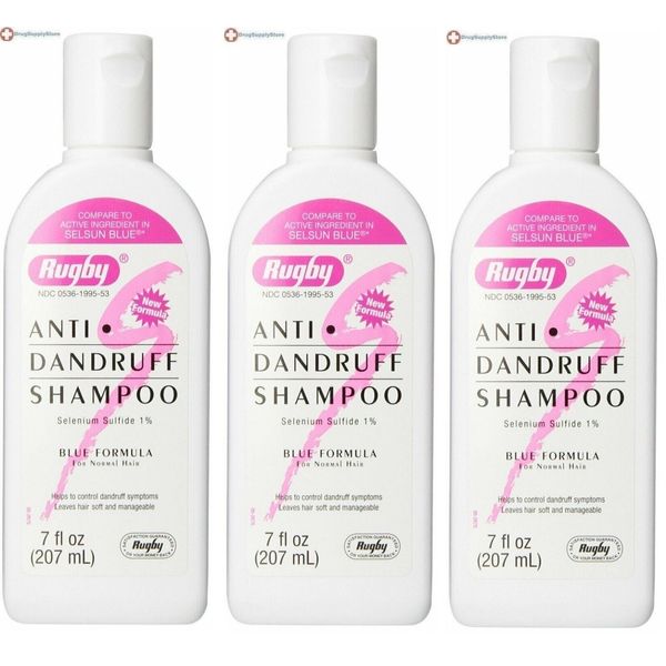 Rugby Selenium Anti Dandruff Shampoo 7 fl oz X **3 Packs**