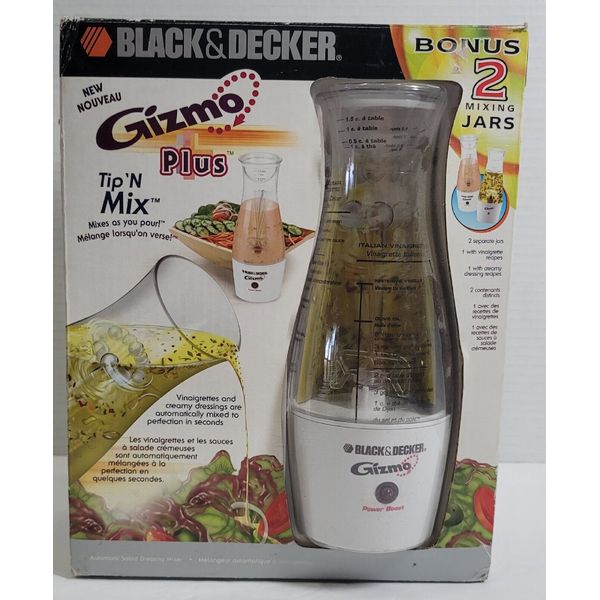 Black & Decker Gizmo Tip N Mix Salad Dressing Mixer Bonus 2 Jars GDM 200 NOS