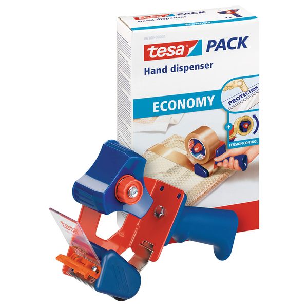 tesa Packing Tape Hand Dispenser Economy - Robust Dispenser for Parcel Tapes - Professional Quality - for Tapes up to 50 cm Wide