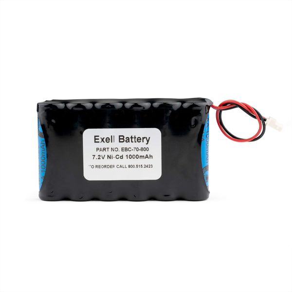 Exell Battery 7.2V 800mAh NiCD Back-Up Battery for Security Alarm Systems Walynx-RCHBSC, RCHB-SC,C8-B33, MS104, EBC-70, EBC-70-800