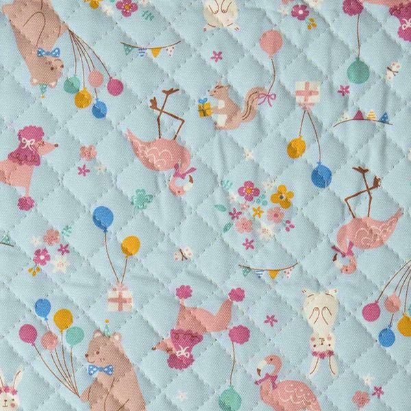 KIYOHARA TY77K-50 Quilting Fabric, Girls, Water Repellent, 41.3 x 19.7 inches (105 x 50 cm), Animal #6A, Saxophone Blue, Lesson Bag Recipe Included