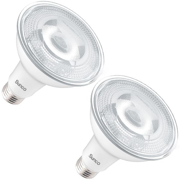 Sunco Lighting 2 Pack Dusk to Dawn Light Bulbs Flood Light Outdoor PAR30 LED Photocell Sensor 11W=75W, 5000K Daylight, 850 LM, IP65 Waterproof, Light Sensing Auto On/Off Security Porch Light, UL