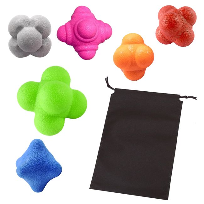 Felimoa Reaction Balls, Reflexes, Training, Different Difficulty Levels, Storage Bag Included, Set of 6