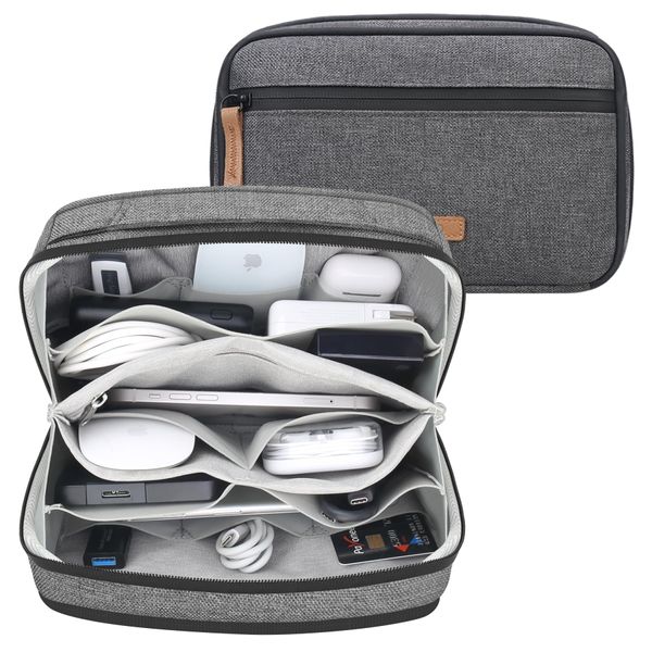 Lacdo Electronic Cable Bag Accessory Bag Organiser Bag, gray, Suitcase organiser