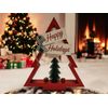 Decorative red wooden Christmas tree, Holiday Rustic Tree decor, Art69