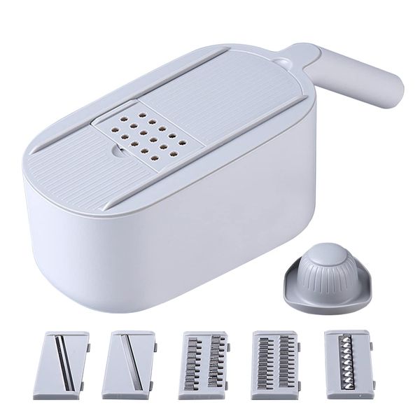 Slicer Set, 7 in 1, Multi-functional Slicer, Julienne Slicer, Chopping, Kitchen Slicer, Grater, Julienne, Vegetable Cooker Set, Safety Holder, Storage Case, Anti-Slip, Fruit, Stylish, Compact, Julienne