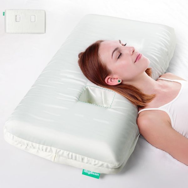 Ear Pillow - Memory Foam 2-Hole Piercing Pillow Ear Pillow - Satin Smooth Pillow