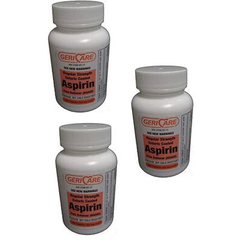 Geri-Care Enteric Coated Aspirin 325mg Tablets 100 Count X 3 Packs ...