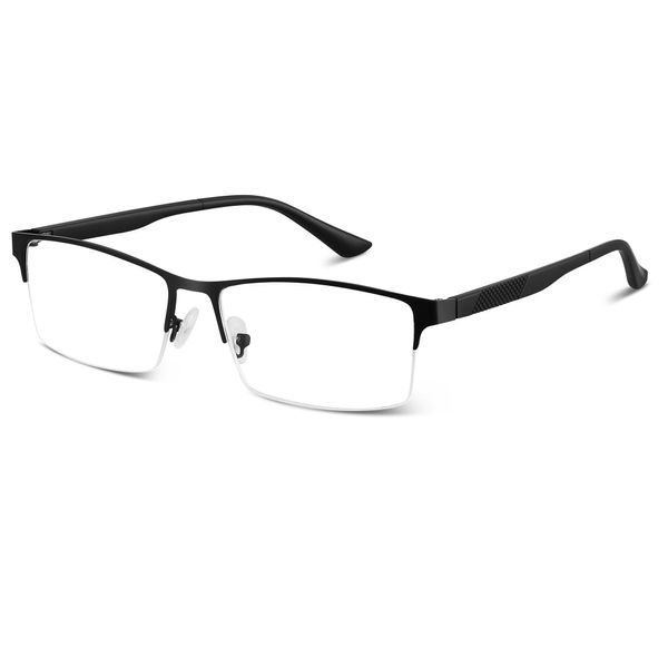 kunchu Reading Glasses Men Blue Light Blocking Half Frame Readers for Men Glasses(Black-150)