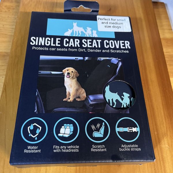 Single Car Seat Cover Water Resistant Adjustable Strap Black Dog Pet Protection