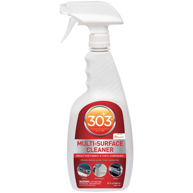 303 Marine Multi-Surface Cleaner - Safely Cleans All Water Safe Surfaces, Including All Types of Fabric and Vinyl, Rinses Residue Free, Manufacturer Recommended, 32oz (30204)