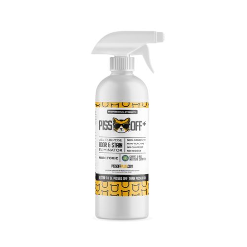 PISS OFF+ All Purpose Stain and Odor Remover - Professional Strength Cat Pee Odor Eliminator, Deodorizer for Pet Urine & Poop, Carpets, Upholstery, Leather, Non Toxic Air Freshener for Home - 32 Oz